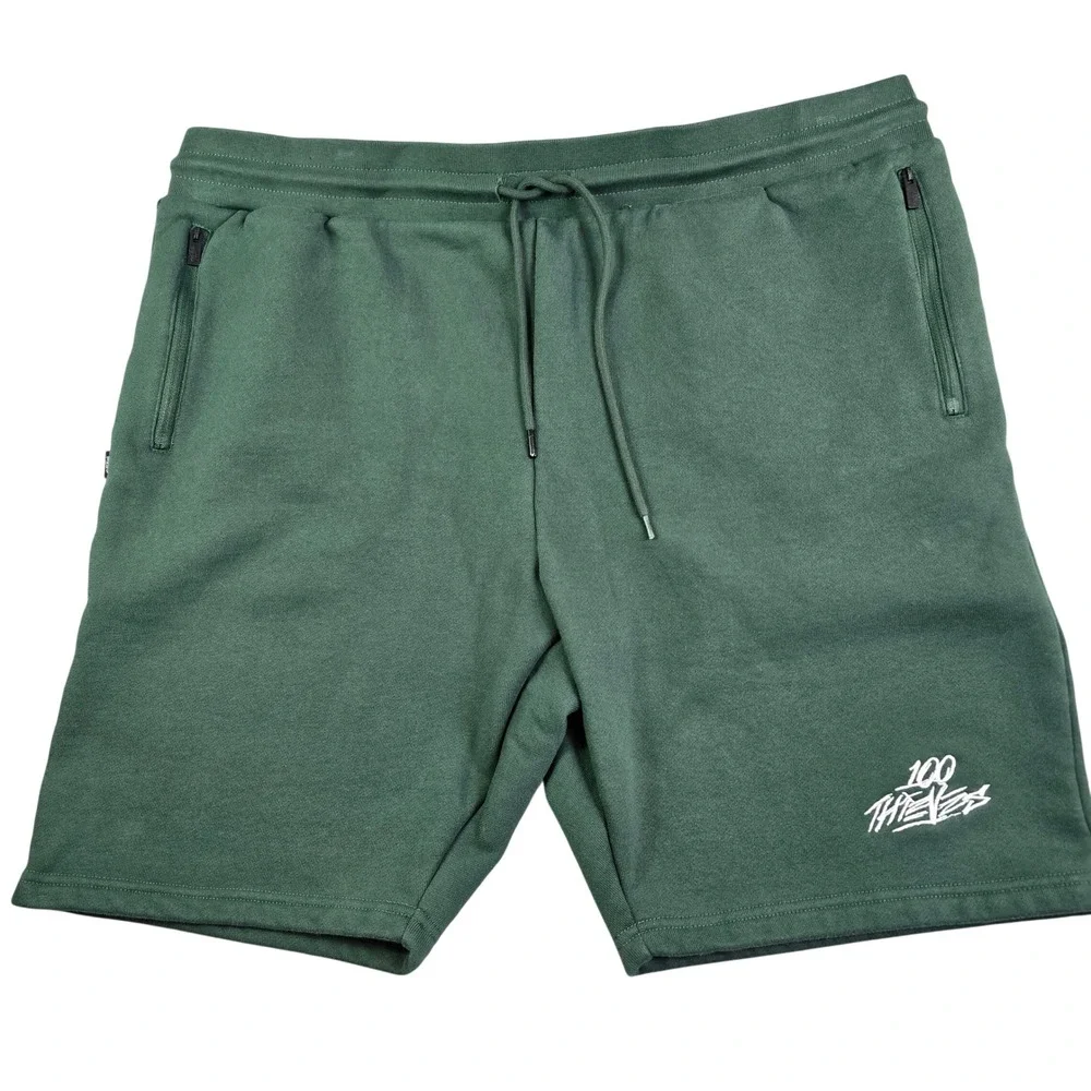 100 Thieves Sweat Shorts Lot of 2 Men 4XL Green Fleece Streetwear Gaming Pockets
